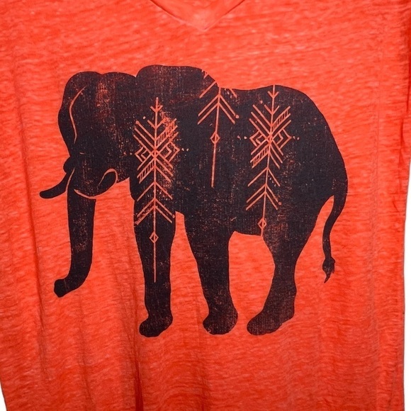 Fifth Sun Elephant Graphic Tee V-Neck Orange Size Large - Picture 2 of 4